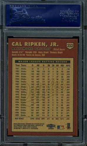 2000 Fleer Tradition #353 Cal Ripken PSA 10 #19232233 - Back