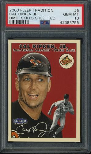 2000 Fleer Tradition Diamond Skills Commemorative Sheet #5 Cal Ripken, Jr. PSA 10 #42383755