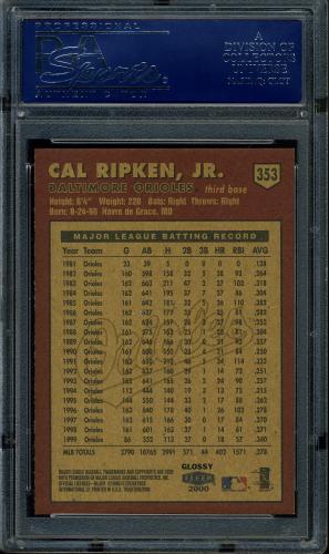 2000 Fleer Tradition Glossy #353 Cal Ripken PSA 10 #17666485 - Back