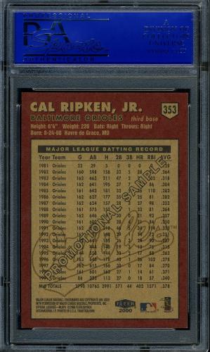 2000 Fleer Tradition #353 Cal Ripken Promo PSA 10 #30980415 - Back