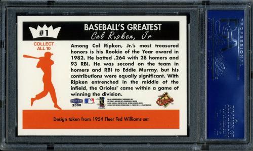 2000 Fleer Tradition Ripken Collection #01 Cal Ripken '59 Williams PSA 10 #16558752 - Back
