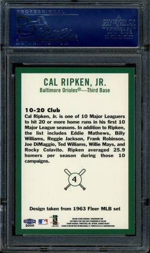 2000 Fleer Tradition Ripken Collection #04 Cal Ripken '63 BB PSA 10 #18412748 - Back