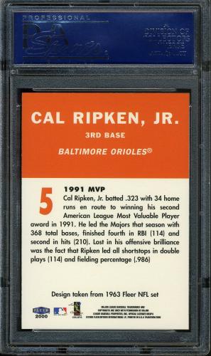 2000 Fleer Tradition Ripken Collection #05 Cal Ripken '63 FB PSA 10 #17250992 - Back