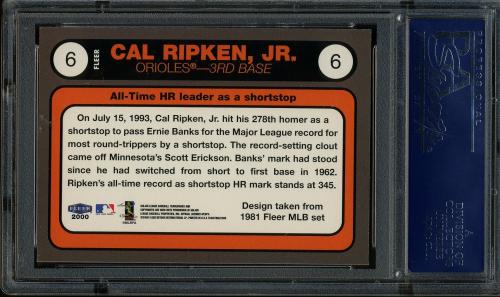 2000 Fleer Tradition Ripken Collection #06 Cal Ripken '81 BB PSA 10 #20869227 - Back