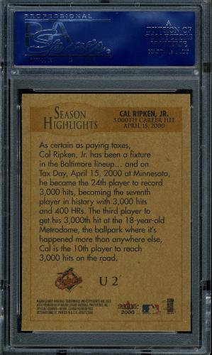 2000 Fleer Tradition Update #U2 Cal Ripken SH PSA 10 #16350274 - Back