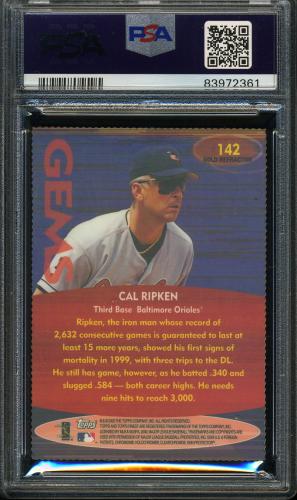 2000 Finest Gold Refractors #142 Cal Ripken GEM PSA 10 #83972361 - Back