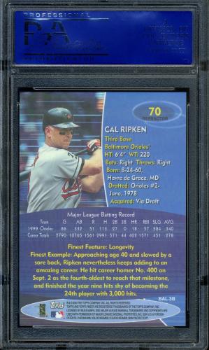 2000 Finest Refractors #070 Cal Ripken PSA 10 #11750726 - Back
