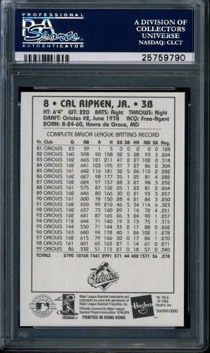 2000 Kenner Starting Lineup Classic Doubles Cards #7 Cal Ripken PSA 10 #25759790 - Back