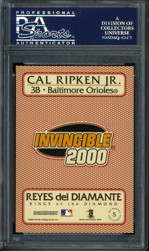 2000 Pacific Invincible Kings of the Diamond 299 #5 Cal Ripken PSA 10 #22281717 - Back