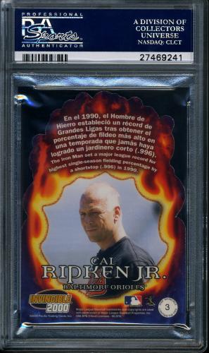2000 Pacific Invincible Lighting the Fire #3 Cal Ripken PSA 10 #27469241 - Back