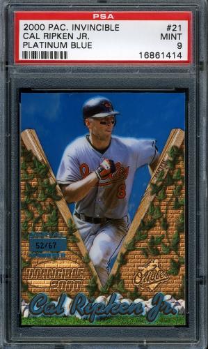 2000 Pacific Invincible Platinum Blue #21 Cal Ripken PSA 9 #16861414