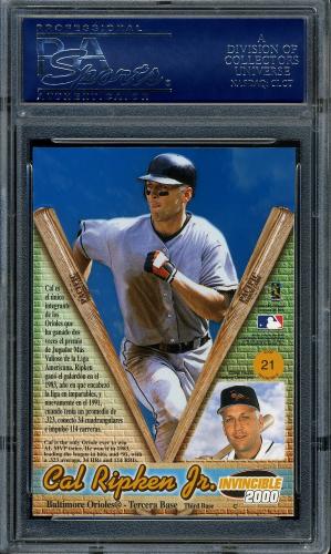 2000 Pacific Invincible Platinum Blue #21 Cal Ripken PSA 9 #16861414 - Back