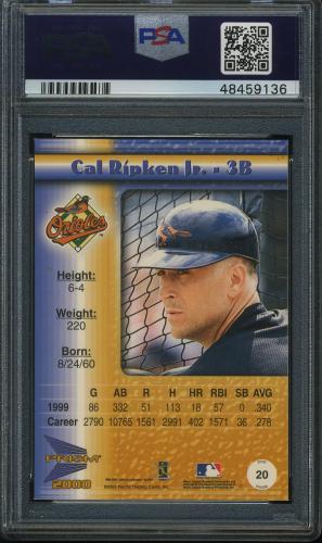 2000 Pacific Prism Drops Silver #20 Cal Ripken PSA 10 #48459136 - Back