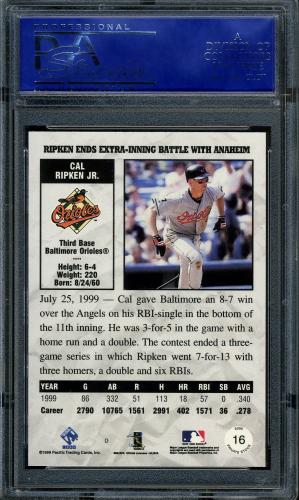 2000 Pacific Private Stock #16 Cal Ripken PSA 10 #31505739 - Back