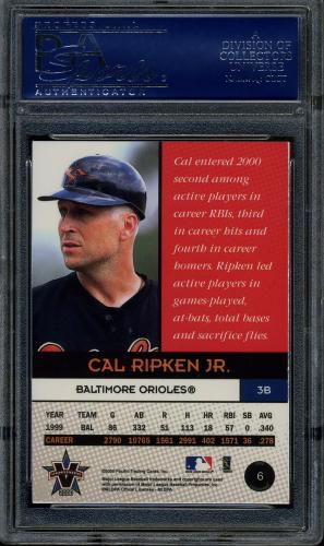 2000 Pacific Vanguard #6 Cal Ripken PSA 10 #17413973 - Back