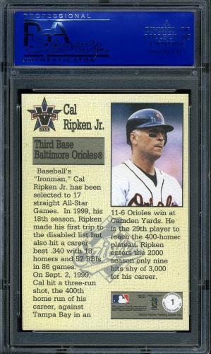 2000 Pacific Vanguard Press #A1 Cal Ripken PSA 10 #30980426 - Back