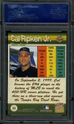 2000 Paramount #33 Cal Ripken PSA 10 #16079743 - Back