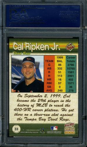 2000 Paramount Premiere Date #33 Cal Ripken PSA 10 #20465289 - Back