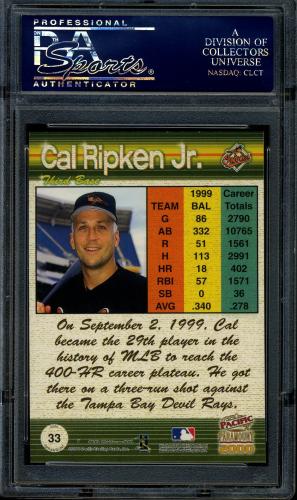 2000 Paramount Ruby #33 Cal Ripken PSA 10 #21538609 - Back