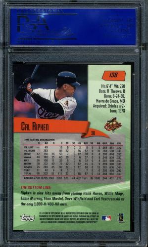 2000 Stadium Club Chrome #138 Cal Ripken PSA 10 #11750723 - Back