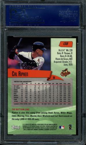 2000 Stadium Club Chrome First Day Issue #138 Cal Ripken PSA 10 #18412588 - Back