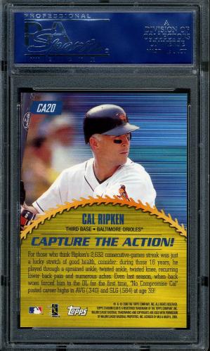 2000 Stadium Club Capture the Action #CA20 Cal Ripken PSA 10 #16488007 - Back