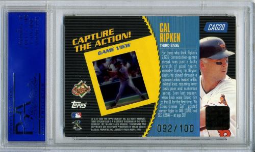 2000 Stadium Club Capture the Action Game View #CAG20 Cal Ripken PSA 8 #30980429 - Back
