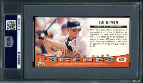 2000 Stadium Club Scenes #SCS3 Cal Ripken PSA 9 #41458494 - Back