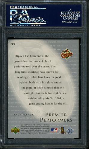 2000 SP Authentic Premier Performers #PP3 Cal Ripken PSA 10 #23034327 - Back