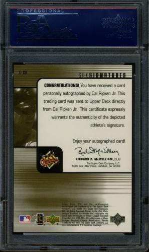 2000 SPx Signatures #XCR Cal Ripken PSA 10 #21045713 - Back