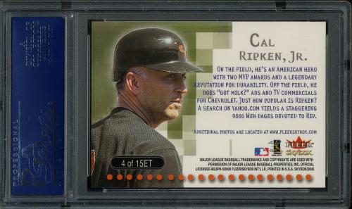 2000 Skybox E-Ticket #ET4 Cal Ripken PSA 10 #17753537 - Back