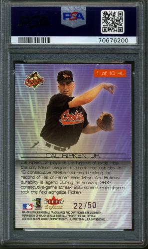 2000 Skybox Higher Level Star Rubies #HL1 Cal Ripken PSA 8 #70676200 - Back