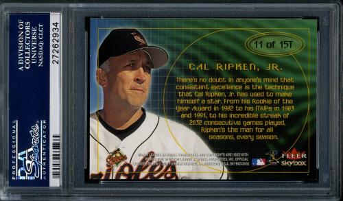 2000 Skybox Technique #T11 Cal Ripken PSA 10 #27262934 - Back