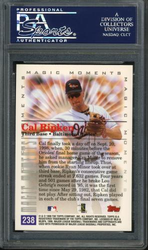 2000 Topps #238 C.Ripken MM Streak Ends PSA 10 #24076166 - Back