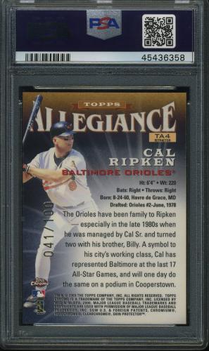 2000 Topps Chrome Allegiance Refractors #TA4 Cal Ripken PSA 10 #45436358 - Back