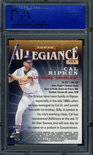 2000 Topps Chrome Allegiance #TA4 Cal Ripken PSA 10 #40402050 - Back