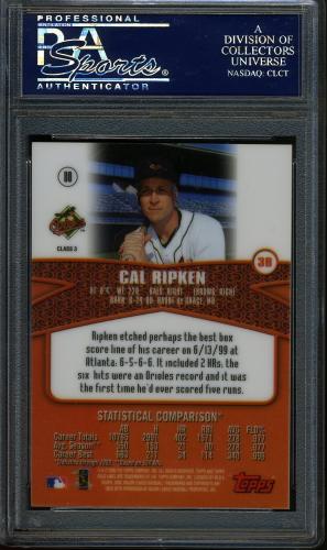 2000 Topps Gold Label Class 3 #80 Cal Ripken PSA 10 #22374206 - Back