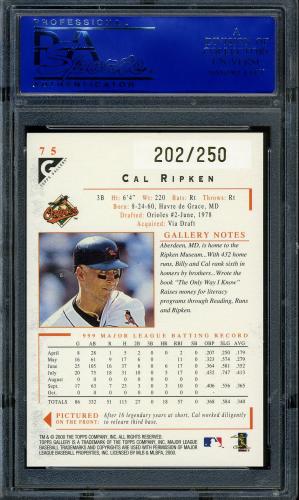 2000 Topps Gallery Player's Private Issue #075 Cal Ripken PSA 10 #30980443 - Back