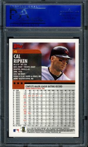 2000 Topps Limited #004 Cal Ripken PSA 10 #90417051 - Back