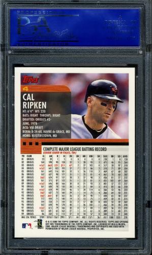 2000 Topps Opening Day #004 Cal Ripken PSA 10 #30758830 - Back