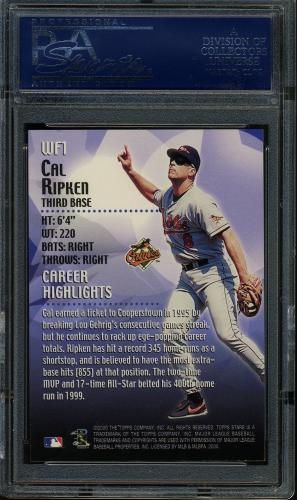 2000 Topps Stars Walk of Fame #WF1 Cal Ripken PSA 10 #20355507 - Back