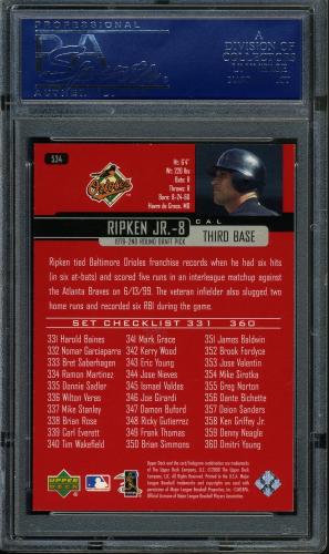 2000 Upper Deck Exclusives Silver #534 Cal Ripken CL PSA 10 #17250995 - Back