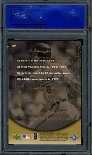2000 Upper Deck Hitter's Club Accolades #A5 Cal Ripken PSA 10 #30980455 - Back