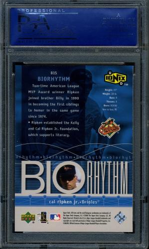 2000 UD Ionix BIOrhythm #B15 Cal Ripken PSA 10 #40589967 - Back
