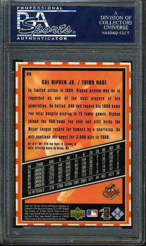 2000 UD Ionix Pyrotechnics #P8 Cal Ripken PSA 10 #22220068 - Back