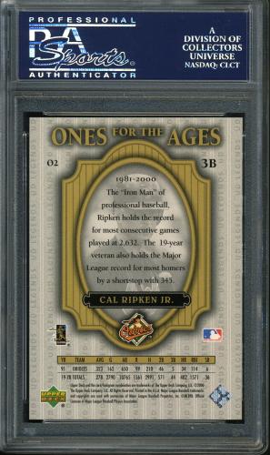 2000 Upper Deck Legends Ones for the Ages #O2 Cal Ripken PSA 10 #20678686 - Back