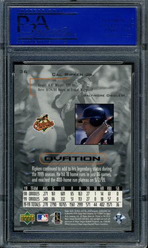 2000 Upper Deck Ovation #36 Cal Ripken PSA 10 #81327917 - Back