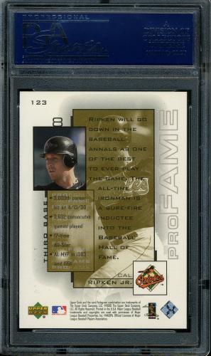 2000 Upper Deck Pros and Prospects #123 Cal Ripken PF PSA 10 #20240187 - Back