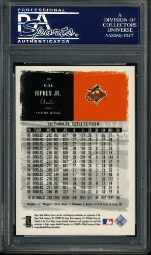 2000 Upper Deck Ultimate Victory Parallel 100 #20 Cal Ripken PSA 10 #23232390 - Back