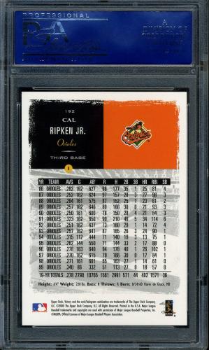 2000 Upper Deck Victory #192 Cal Ripken PSA 10 #15505223 - Back